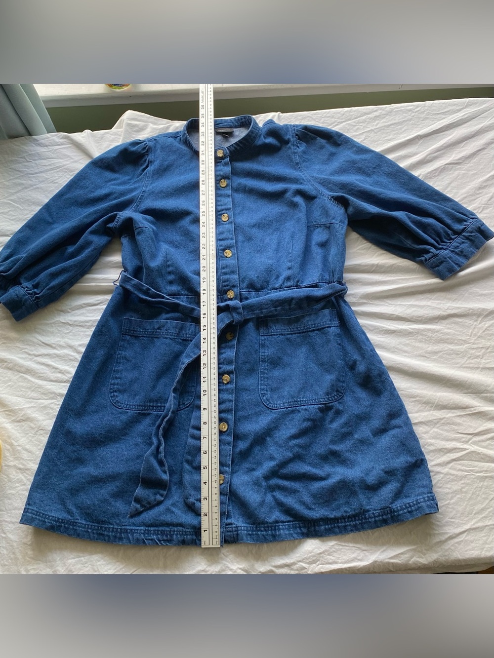 Who What Wear Blue Denim Button-Front Shirt Dress